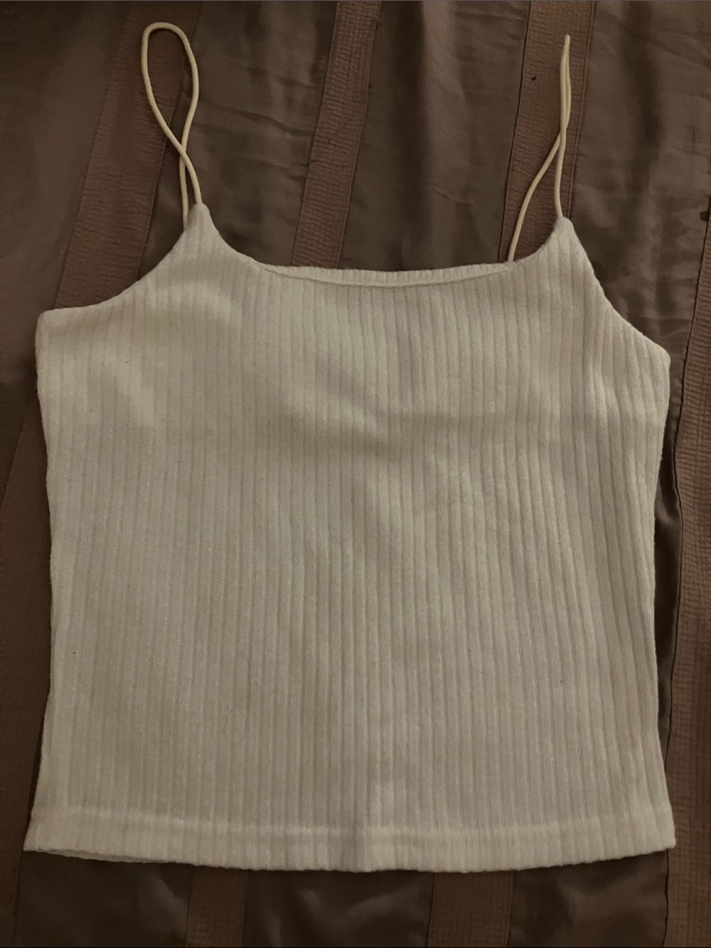 SHEIN Cream Ribbed Spaghetti Strap Cami